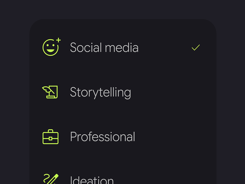 Writing Styles - Social media, Storytelling, Professional, Ideation